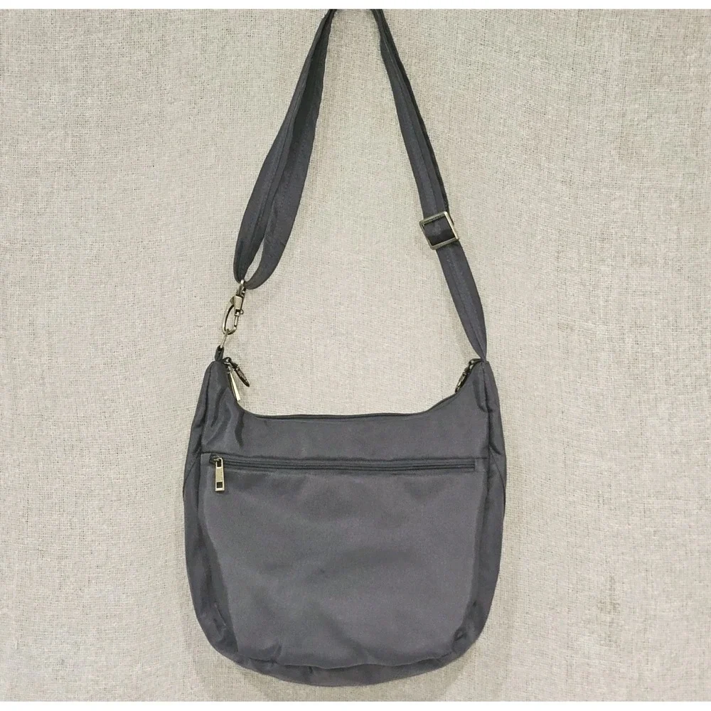 NWOT Travelon RFID Anti-Theft Classic Slouch Hobo Crossbody Bag & Wallet Gray